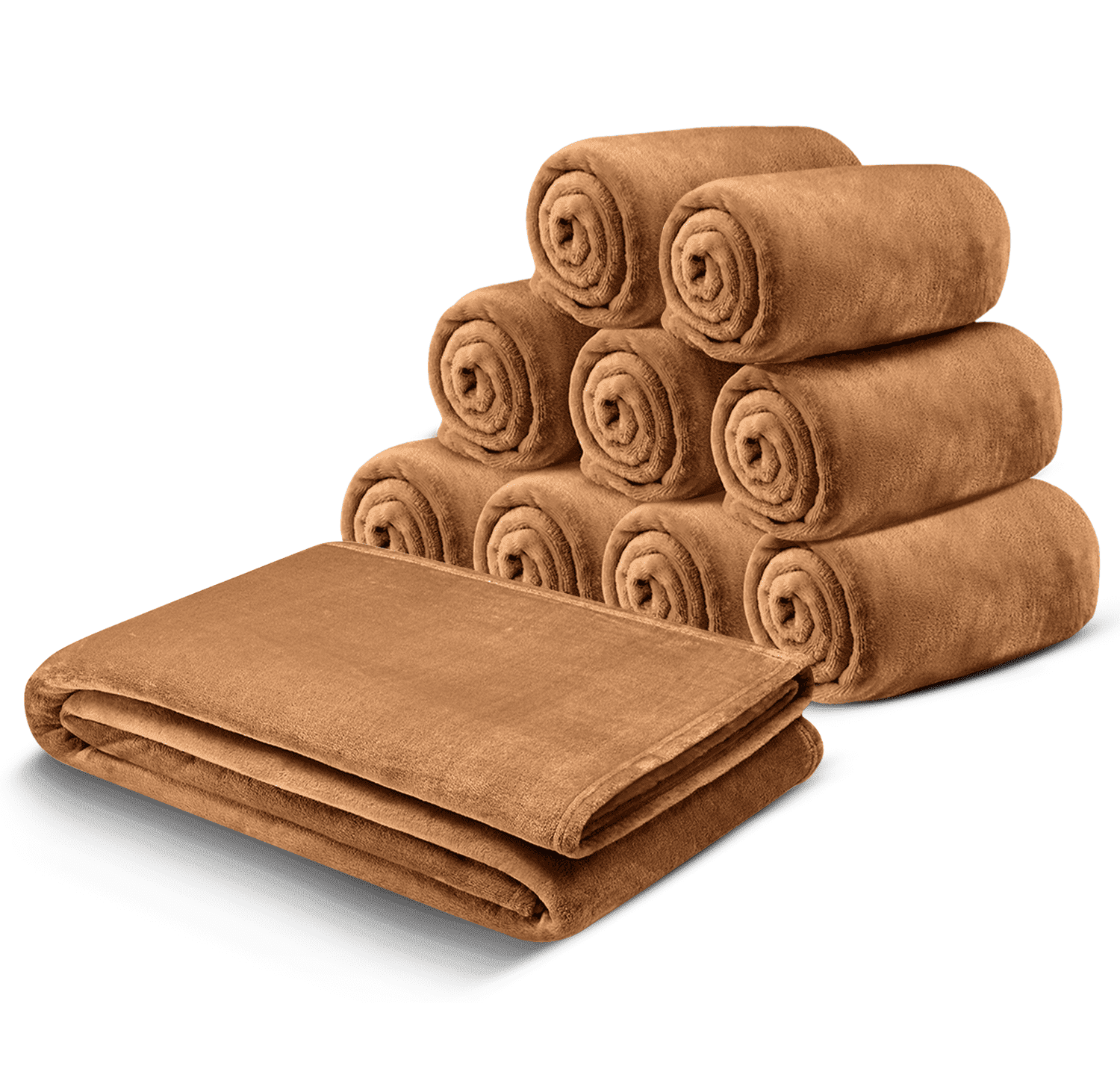 Moonlight20015 Wholesale Fleece Queen Blankets 10-Packs All-Season Soft Plush Throw for Charity, Shelter, & Home Washable, Lightweight & Cozy Camel (90"x90")