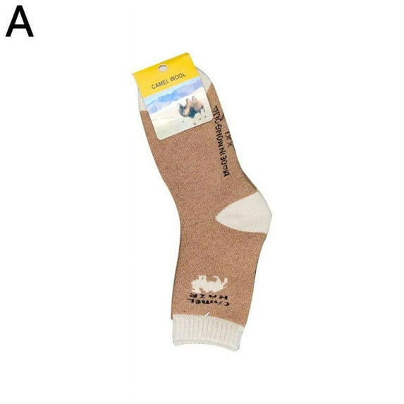 Camel Wool Winter Socks Warm Outdoor Cold Weather Pair for Men and Couples U4I7