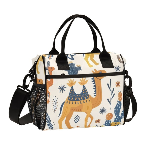 Camel and Cactus Lunch Bag Insulated Lunch Box Leakproof Reusable Cooler Tote Adjustable Shoulder Strap for Men Women 9L