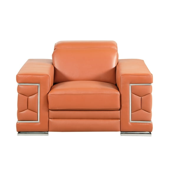 Camel - colored Leather Rocking Chair | Nursery Seating | 3 - layer Foam & Chrome Legs | Addresses Unsteady Rocking