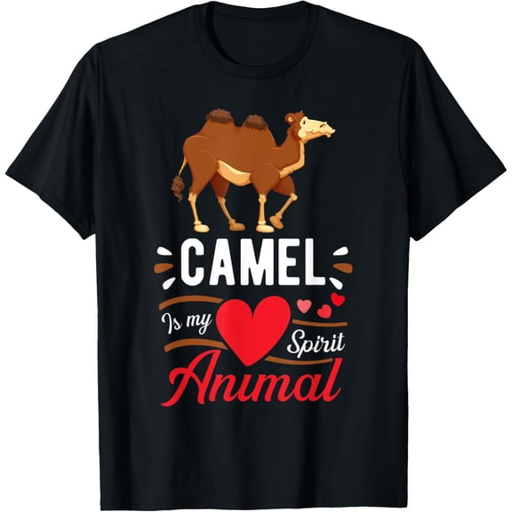 Camel is My Spirit Animal Love Cute, Camel Lover Kid Tee T-ShirtMen's and women's gift, black and white T-shirt, size: Extra large S-4XL