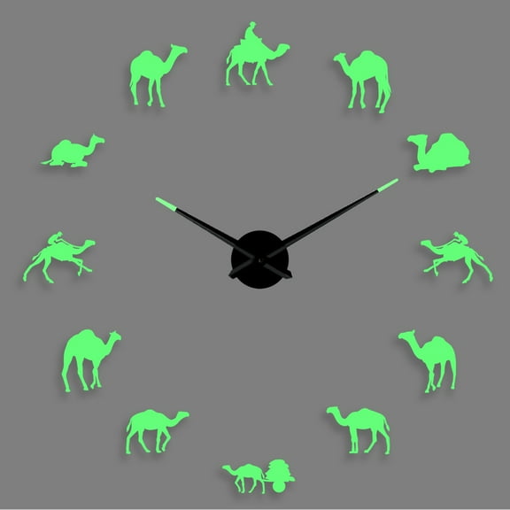 Camel ride DIY creative Different Frameless Luminous Wall Clock Home decoration Modern gifts - 47 inch