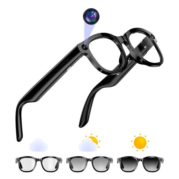 CamelParty AI Smart Glasses with 12MP Camera, 4K Recording Sunglasses with Voice Assistant, Bluetooth, WI-FI, Real-Time Translation, Hands-Free Calls & Music