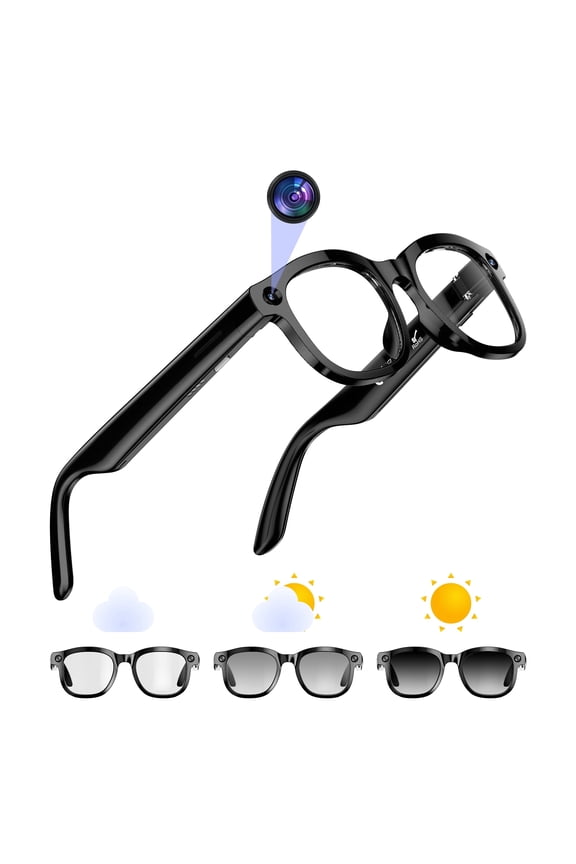 AI Smart Glasses with 12MP Camera, 4K Recording Sunglasses with Voice Assistant, Bluetooth, WI-FI, Real-Time Translation, Hands-Free Calls & Music