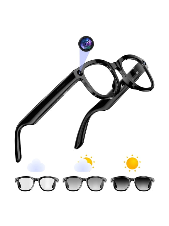 AI Smart Glasses with 12MP Camera, 4K Recording Sunglasses with Voice Assistant, Bluetooth, WI-FI, Real-Time Translation, Hands-Free Calls & Music