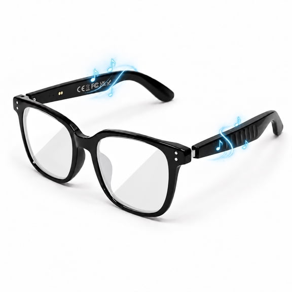 CamelParty AI Smart Glasses with Voice Assistant, AI Simultaneous Translation, Voice Recorder, Bluetooth Hands-Free Calling & Music, Black