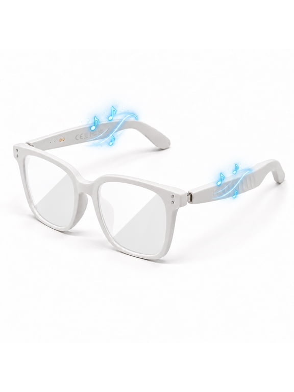 AI Smart Glasses with Voice Assistant, AI Simultaneous Translation, Voice Recorder, Bluetooth Hands-Free Calling & Music, White
