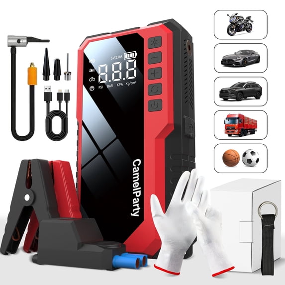 CamelParty Jump Starter with Air Compressor, 6000A Portable Car Jump ...