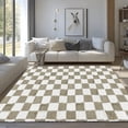 thumbnail image 1 of Pentantan 5ft x 8ft Shag Area Rugs for Living Room, Classic Checkered Fluffy Bedroom Carpet, Beige & White, 1 of 9