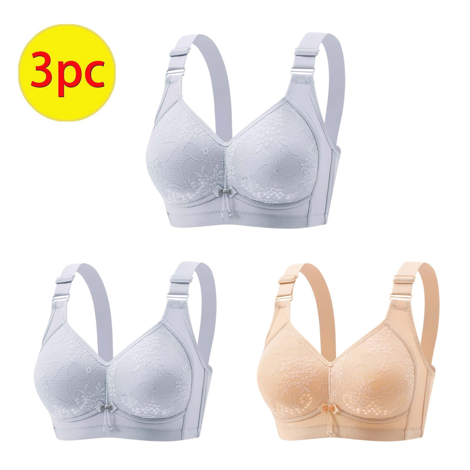 Cameland Bras for Women No Underwire Push Up Pack of 3, Comfortable