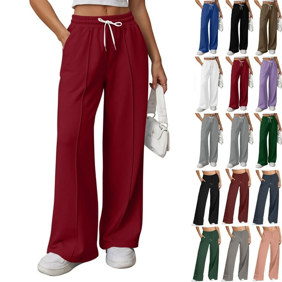 Cameland Plus Size Sweatpant Pants for Women Drawstring High Waisted Solid Color Casual Leg Binding Loose Casual Sports Sweatpants Long Pants