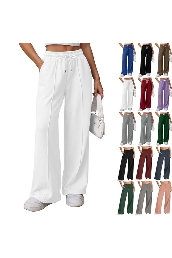 Plus Size Sweatpant Pants for Women Drawstring High Waisted Solid Color Casual Leg Binding Loose Casual Sports Sweatpants Long Pants