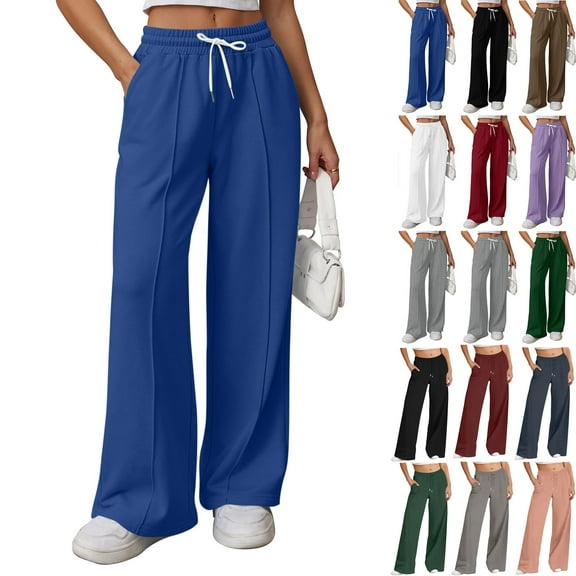 Cameland Sweatpant Pants for Women Plus Size Drawstring High Waisted Solid Color Casual Leg Binding Loose Casual Sports Sweatpants Long Pants