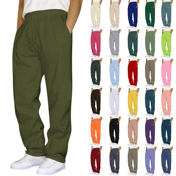 Cameland Sweatpants for Men Plus Size Drawstring Elastic Waist Joggers Sports Pants - Cotton Pants Sweatpants Trousers Mens Long Pants Army Green XXL