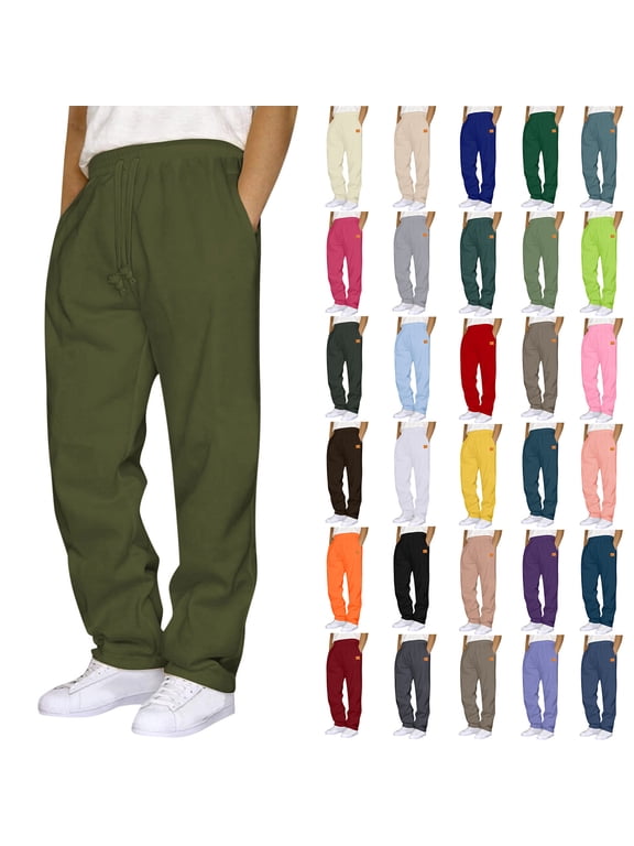 Sweatpants for Men Plus Size Drawstring Elastic Waist Joggers Sports Pants - Cotton Pants Sweatpants Trousers Mens Long Pants Army Green XXL