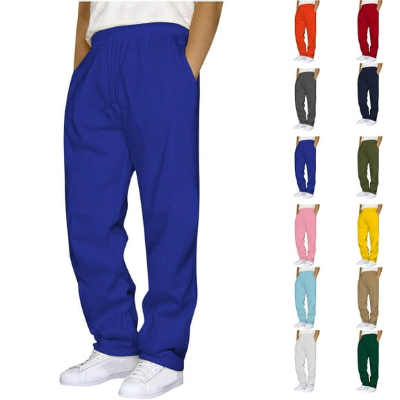 Cameland Sweatpants for Men Plus Size Drawstring Elastic Waist Joggers Sports Pants - Cotton Pants Sweatpants Trousers Mens Long Pants Dark Blue L