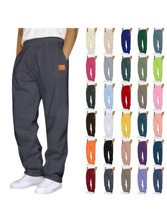 Sweatpants for Men Plus Size Drawstring Elastic Waist Joggers Sports Pants - Cotton Pants Sweatpants Trousers Mens Long Pants Dark Gray 3XL