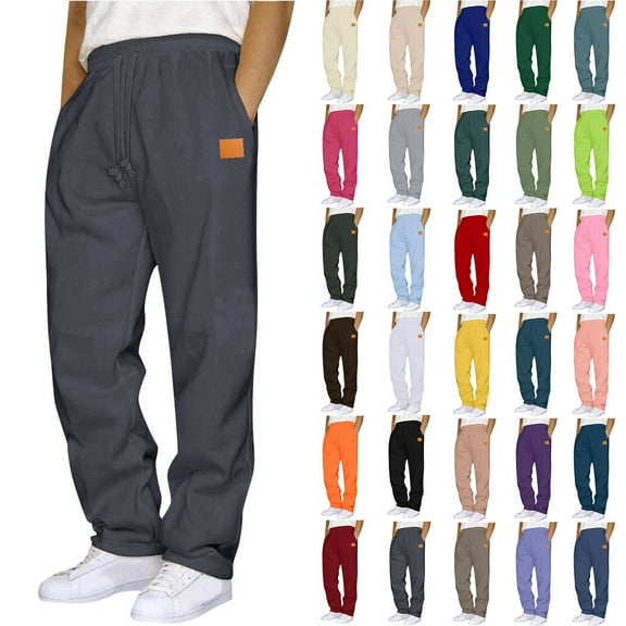 Cameland Sweatpants for Men Plus Size Drawstring Elastic Waist Joggers Sports Pants - Cotton Pants Sweatpants Trousers Mens Long Pants Dark Gray M