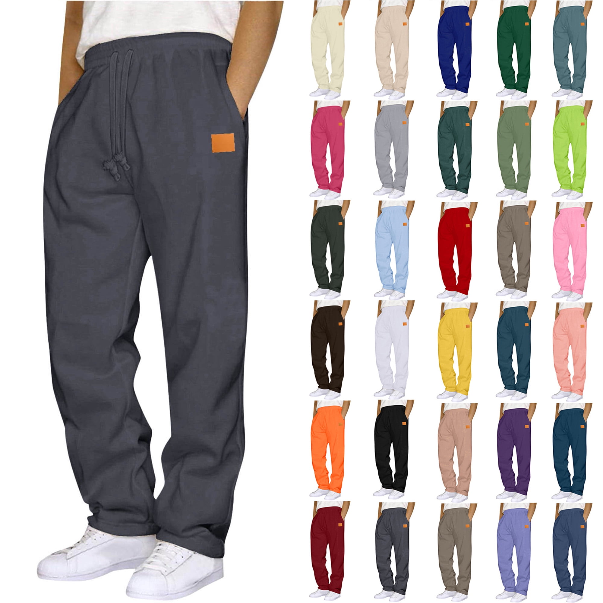 Cameland Sweatpants for Men Plus Size Drawstring Elastic Waist Joggers Sports Pants - Cotton Pants Sweatpants Trousers Mens Long Pants Dark Gray XL