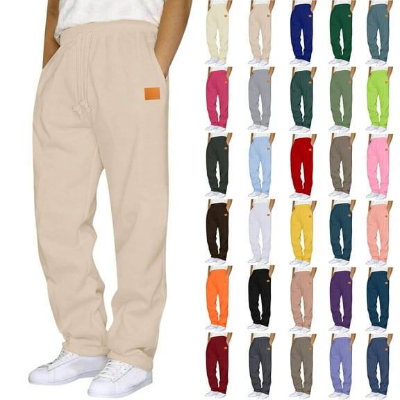 Cameland Sweatpants for Men Plus Size Drawstring Elastic Waist Joggers Sports Pants - Cotton Pants Sweatpants Trousers Mens Long Pants Khaki XXL