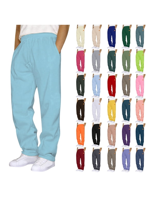 Sweatpants for Men Plus Size Drawstring Elastic Waist Joggers Sports Pants - Cotton Pants Sweatpants Trousers Mens Long Pants Light Blue L