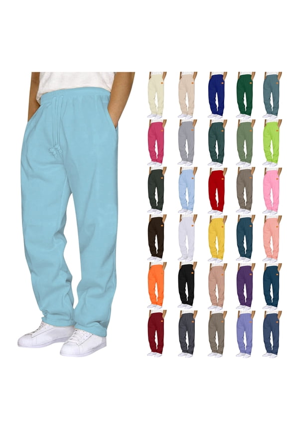 Sweatpants for Men Plus Size Drawstring Elastic Waist Joggers Sports Pants - Cotton Pants Sweatpants Trousers Mens Long Pants Light Blue L