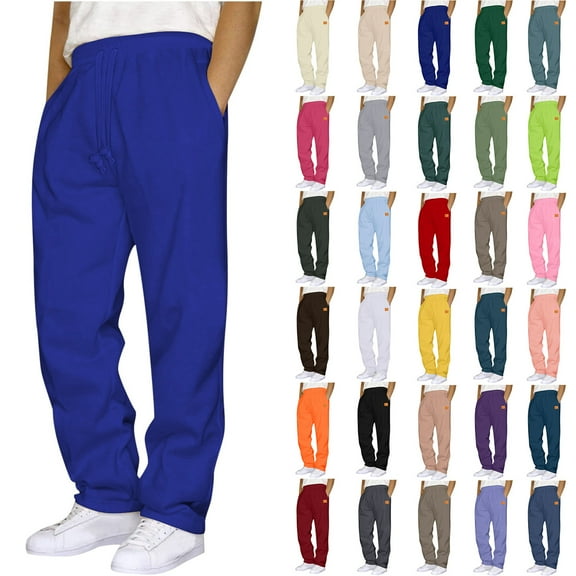Cameland Sweatpants for Men Plus Size Drawstring Elastic Waist Joggers Sports Pants - Cotton Pants Sweatpants Trousers Mens Long Pants Light Blue XXL