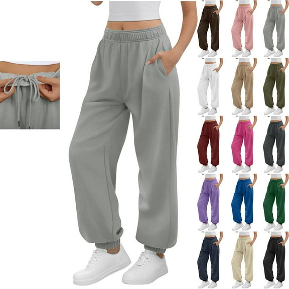 Cameland Women's Plus Size Sweatpants,Drawstring Casual Jogger Pants Plus Velvet Running Fitness Sports High Waisted Workout Pants Lightweight Sweatpants with Pockets