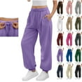 thumbnail image 1 of Cameland Women's Plus Size Sweatpants,Drawstring Casual Jogger Pants Plus Velvet Running Fitness Sports High Waisted Workout Pants Lightweight Sweatpants with Pockets, 1 of 9