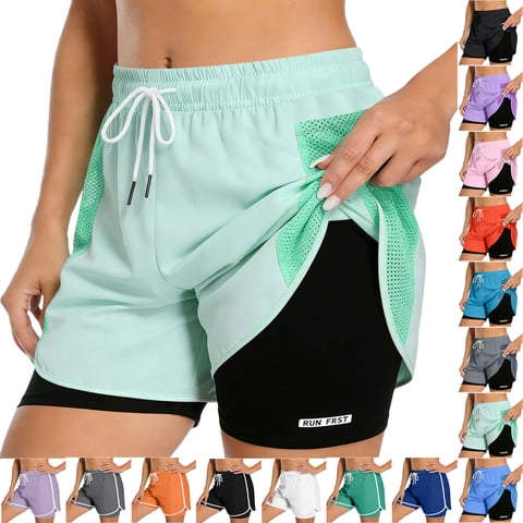 Women's Solid Color Summer Drawstring Comfy Elastic High Waist Running Shorts Loose Slimming Wide Leg Pants Solid Color Casual Shorts with Pockets M on Clearance