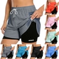 thumbnail image 1 of Cameland Women's Solid Color Summer Drawstring Comfy Elastic High Waist Running Shorts Loose Slimming Wide Leg Pants Solid Color Casual Shorts with Pockets XL on Clearance, 1 of 9
