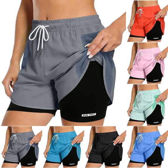 Cameland Women's Solid Color Summer Drawstring Comfy Elastic High Waist Running Shorts Loose Slimming Wide Leg Pants Solid Color Casual Shorts with Pockets XL on Clearance