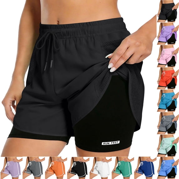 Cameland Women's Solid Color Summer Drawstring Comfy Elastic High Waist Running Shorts Loose Slimming Wide Leg Pants Solid Color Casual Shorts with Pockets 2XL on Clearance