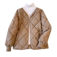 thumbnail image 1 of Cameland Women's Winter Long Sleeve Solid Color Button-Up Jacket Long Sleeve Hoodless Crew Neck Lightweight Short Casual Coat Jacket on Clearance, 1 of 3