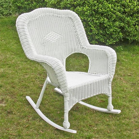 Camelback Resin Wicker Rocker, White
