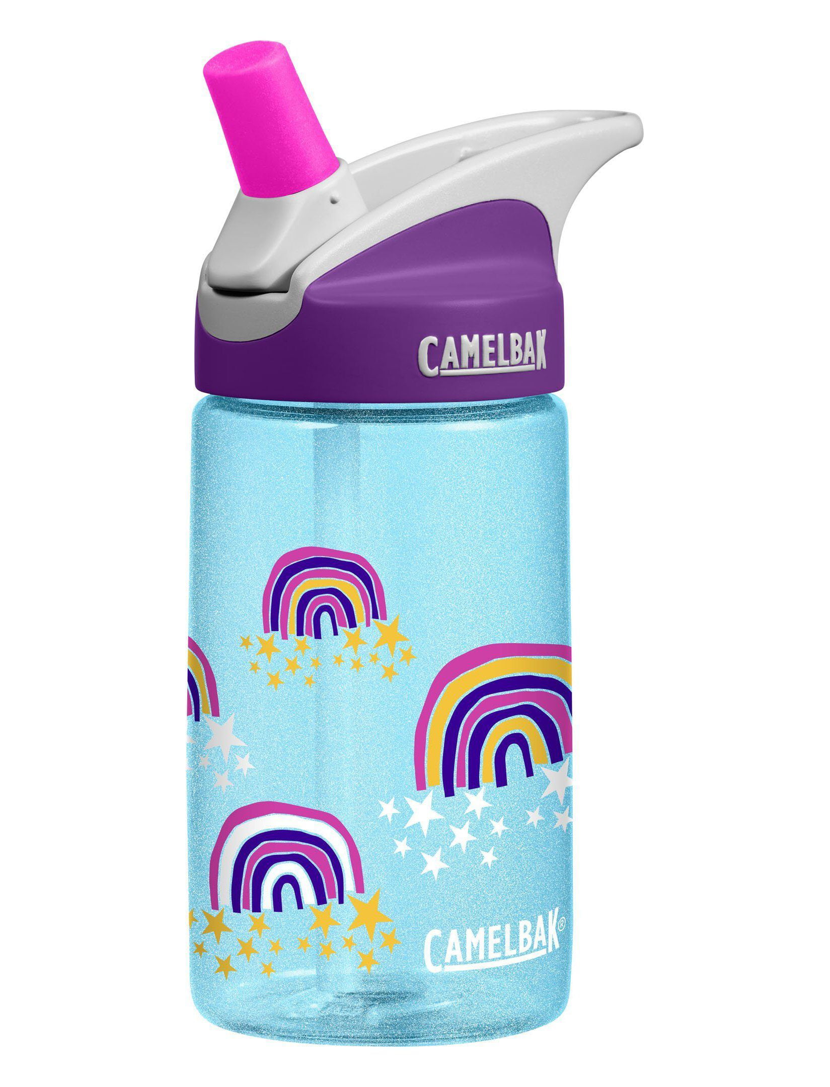2x Camelbak Eddy Kids Spillproof Water Bottles .4L Glitter Rainbows &  Flowers