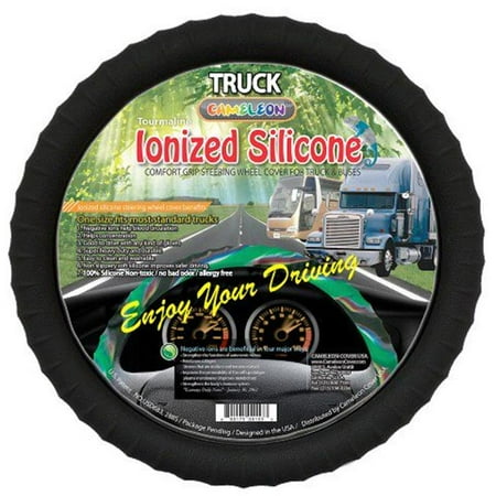 Cameleon Cover 153 BLACK TRUCK IONIZED New Silicone Semi-Truck Black Steering Wheel Cover