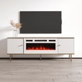 thumbnail image 1 of Camelia WH-EF Fireplace TV Stand for TVs up to 70", Mid-Century Modern Matte 63" Entertainment Center, Electric Fireplace TV Media Console with Storage Cabinets, 1 of 6