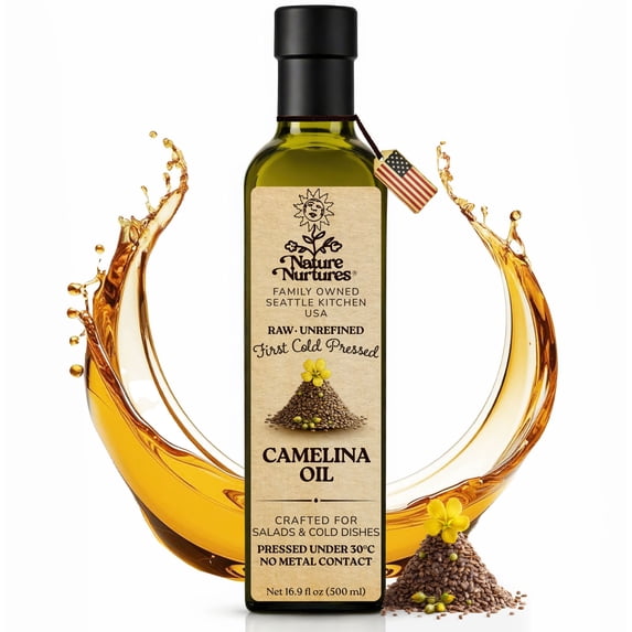 Camelina Oil for Cooking | Raw First Cold Pressed | Single Press Below 30C | Unrefined | Made in USA