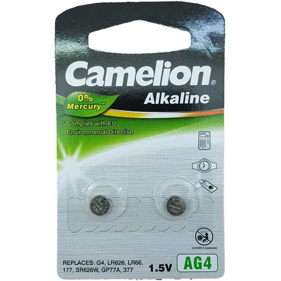 Camelion 1.5V AG4 Alkaline Batteries Coin Button Cell Watch Battery 2 Count Each (3)