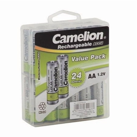 Camelion AA Rechargeable NiCD Batteries 600mAH 24 Pack