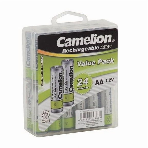 Camelion AA Rechargeable NiCD Batteries 600mAH 24 Pack