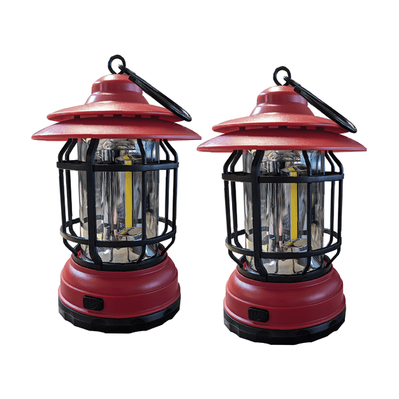 Camelion Battery Operated S245 260LM Bright LED Red Portable Lightweight Camping Travel Lantern  - 2 Pack