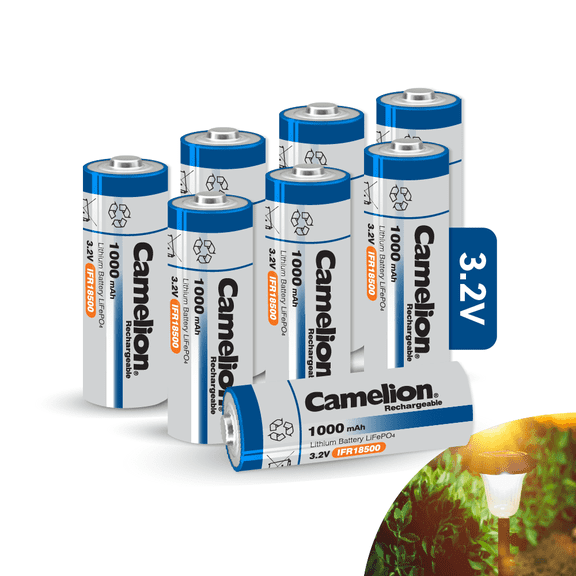 Camelion IFR18500 Lithium Iron Phosphate Rechargeable Battery 1000mAh Pack Of 8