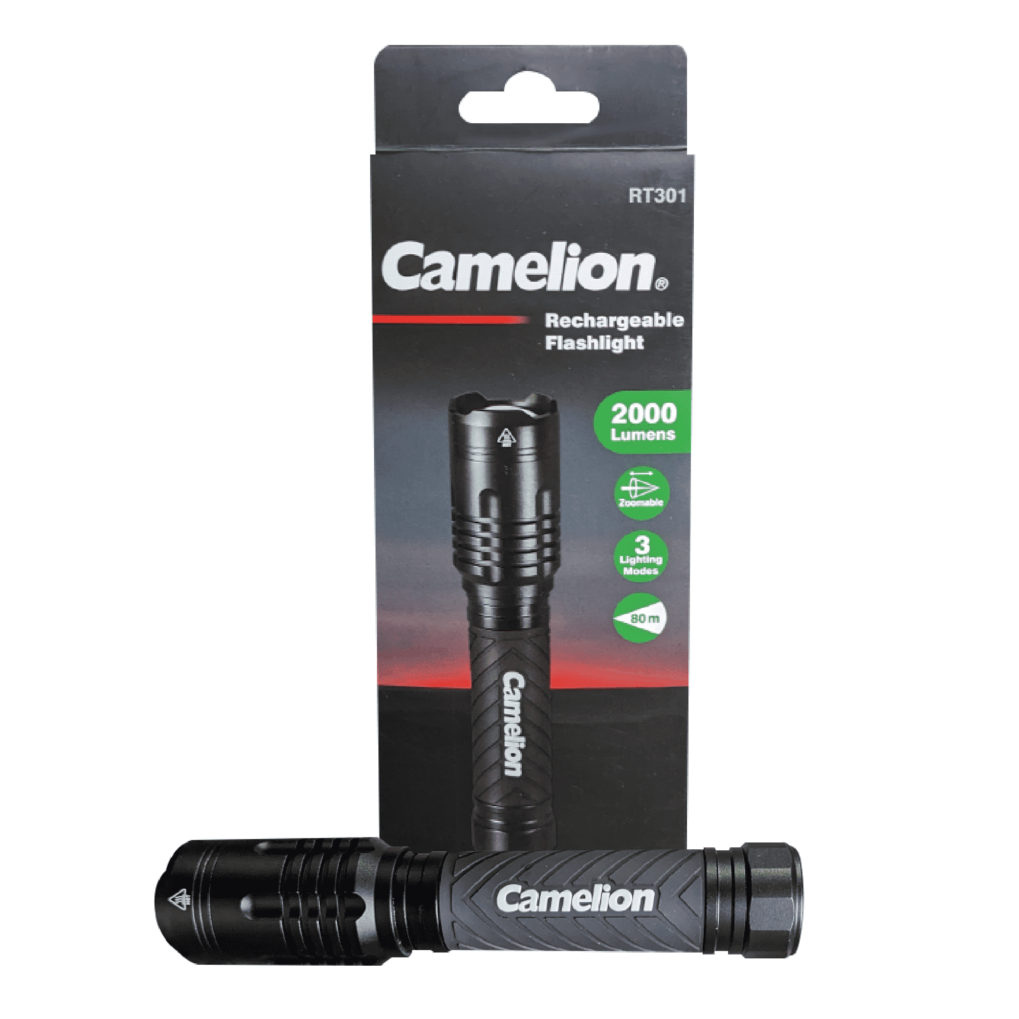 Camelion RT301  34W COB 2000LM Rechargeable Durable Flashlight - 3 Lighting Modes - High Lumen - Adjustable Beam