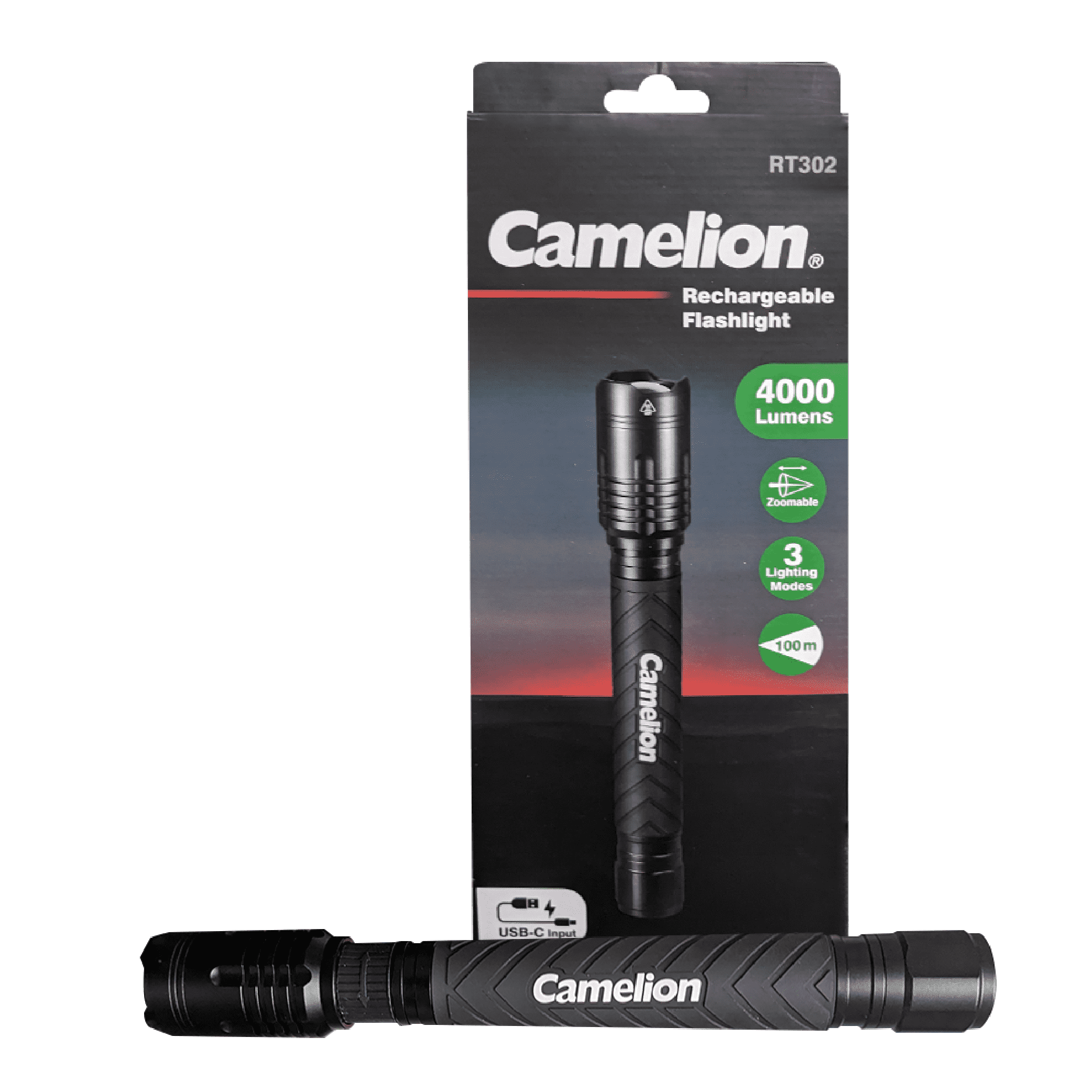 Camelion RT302 76W COB 4000LM Rechargeable Durable Flashlight - 3 Lighting Modes - High Lumen - Adjustable Beam