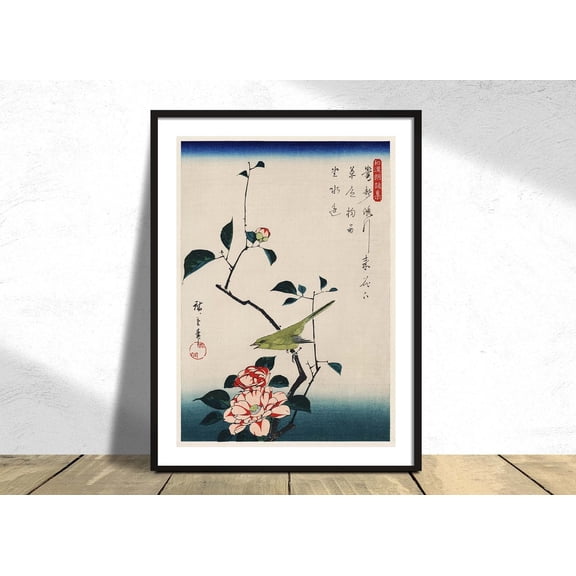 Camellia And Nightingale Utagawa Hiroshige Ukiyo E Vintage Reproduction Retro Art Japanese Nature Japan Unframed Paper Print