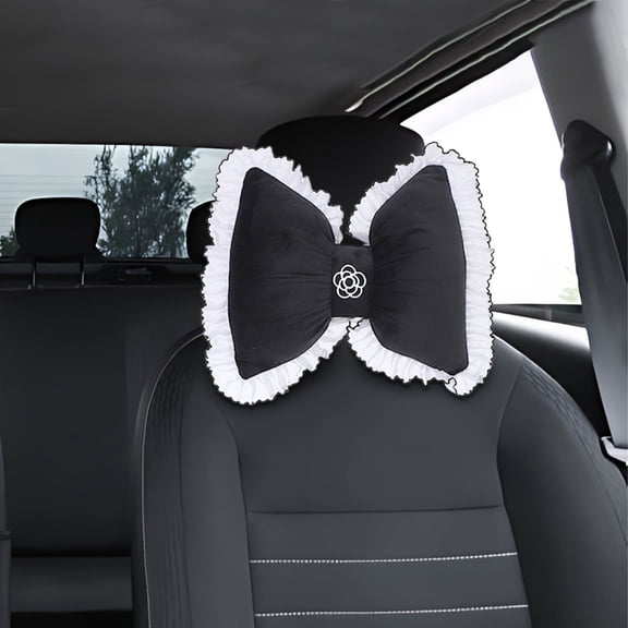 Camellia Car Seat Headrest | Winter Warm Lace Headrest Cover with Floral Design | Soft Comfort for Drivers & Passengers