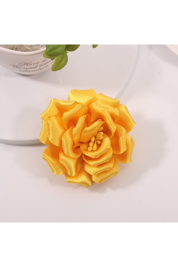 Camellia Flower Brooches and Pins for Women | Hat Brooches for Clothes |Hair Clips, Lapel Pins for Women, Yellow