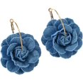 thumbnail image 1 of Camellia Flower Dangle Earrings for Women Cowboy Statement Big Exaggerated Fabric Hoop Huggie Blue Floral Studs Gold Plated Long Drop Dangling Earring Fashion Jewelry Gifts, 1 of 6